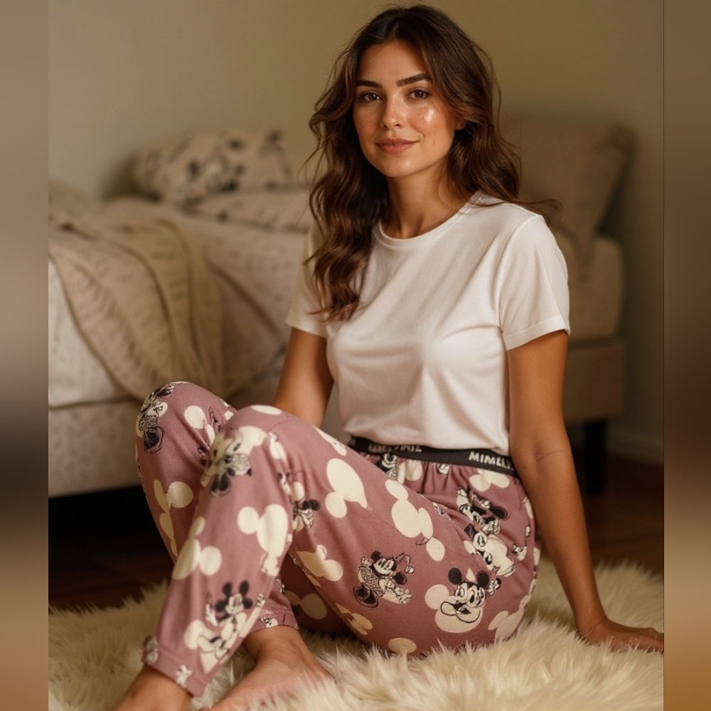 🐁Disney Pink Mickey and Minnie Mouse Super Soft Lounge Pants